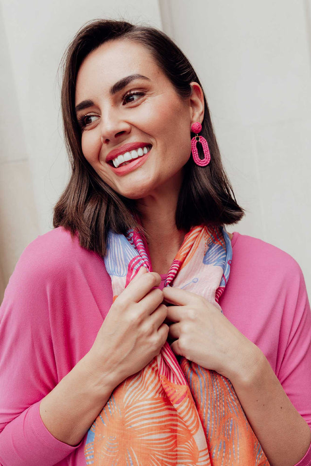 Tilby Pink Woven Oval Drop Earrings