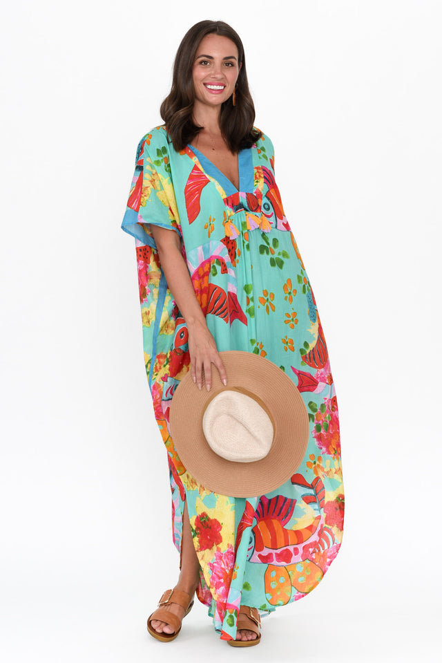 Tiwi Teal Sea Cotton Kaftan banner image