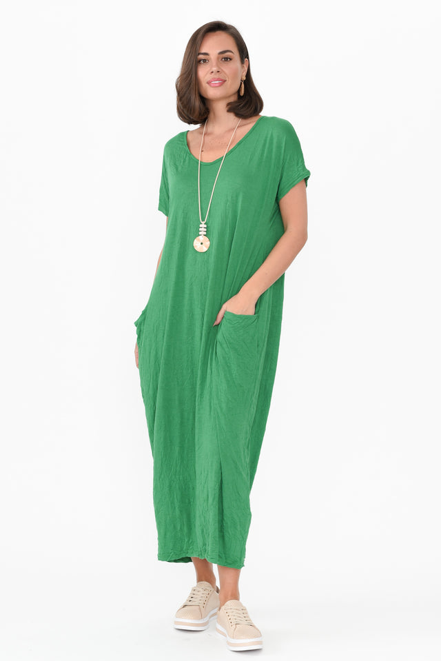 Travel Green Crinkle Cotton Maxi Dress image 8