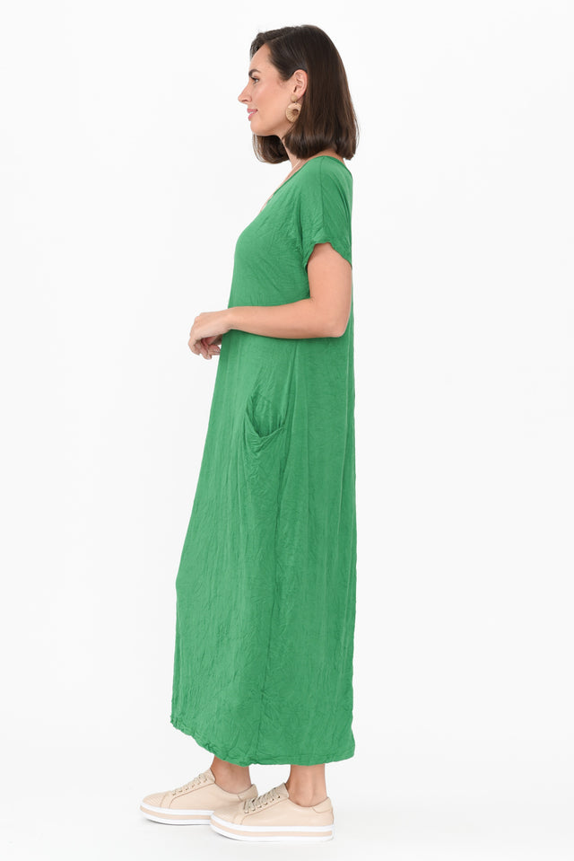 Travel Green Crinkle Cotton Maxi Dress image 5