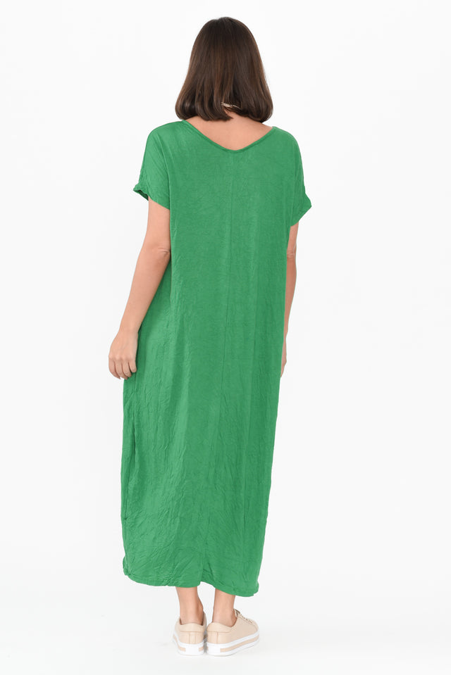 Travel Green Crinkle Cotton Maxi Dress image 6