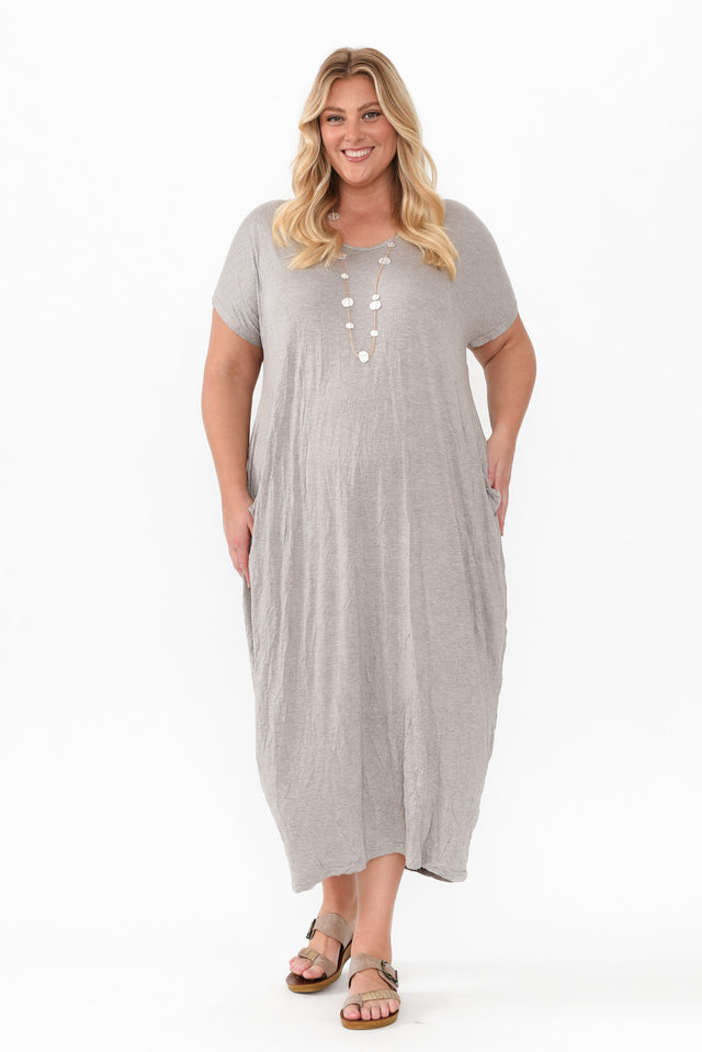 Travel Oat Crinkle Cotton Sleeved Maxi Dress image 8