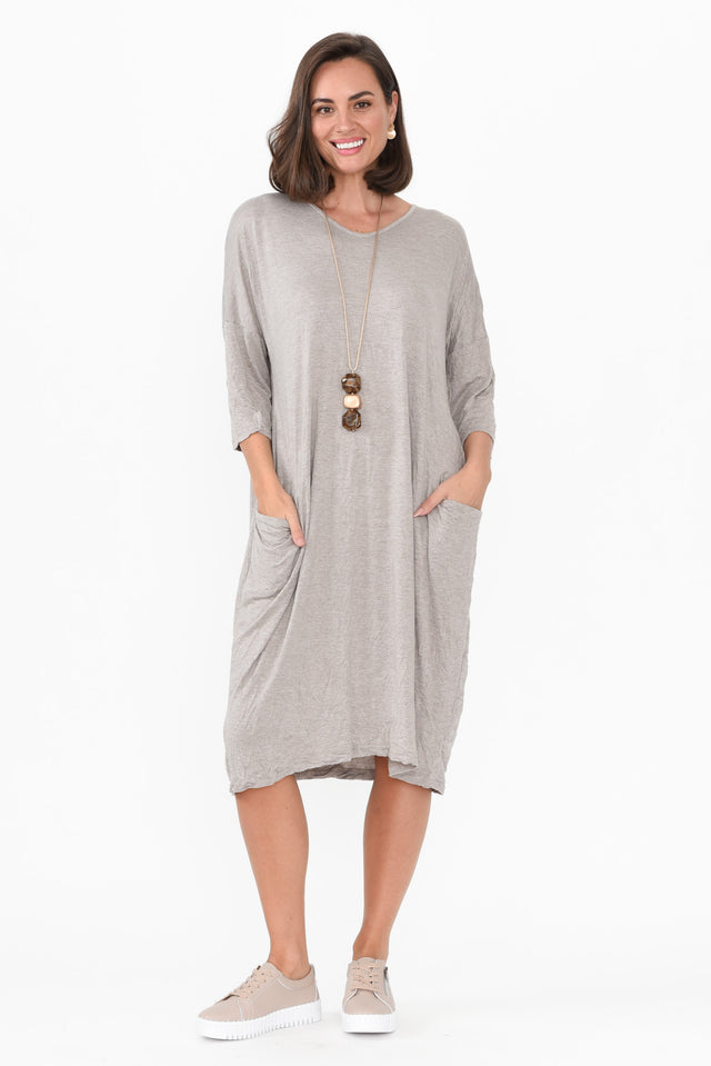 Travel Oat Crinkle Cotton Sleeved Dress banner image