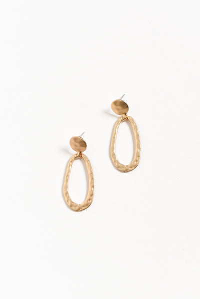 Tulla Gold Oval Drop Earrings