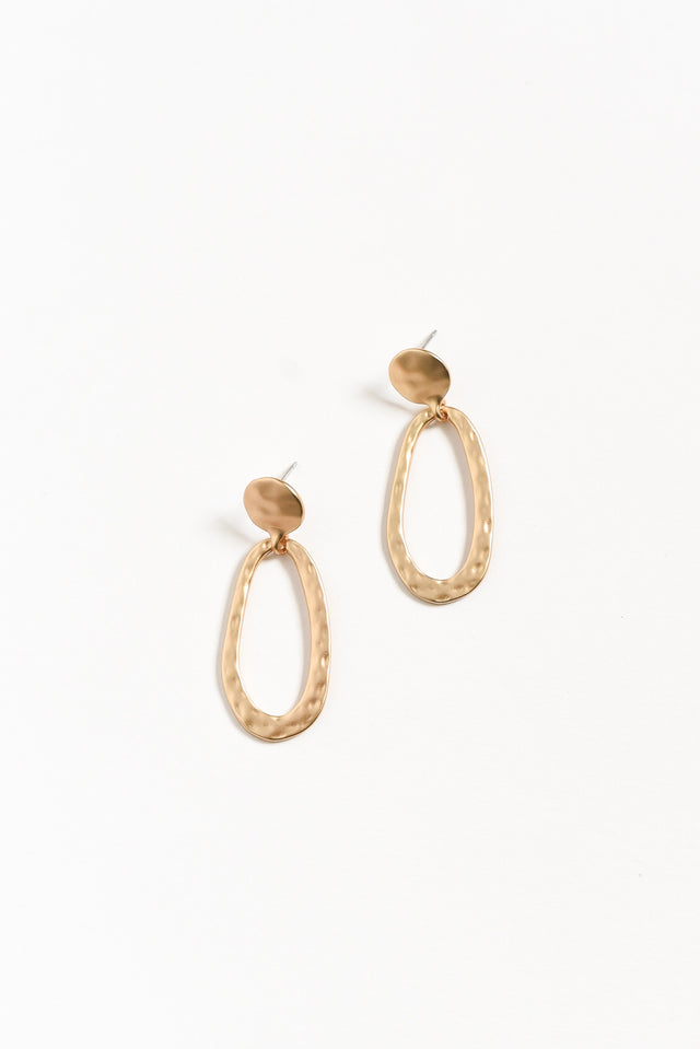 Tulla Gold Oval Drop Earrings image 1