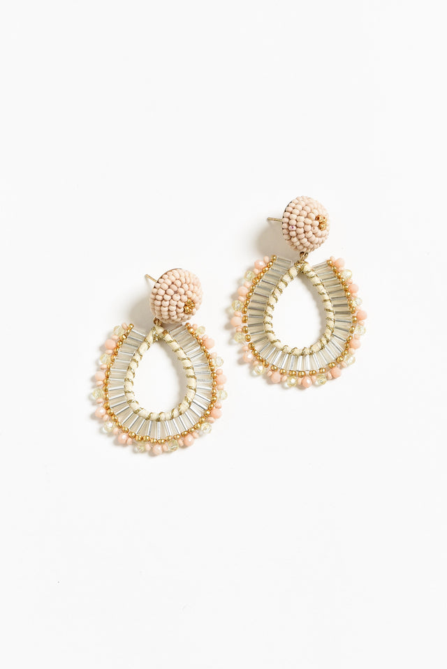 Villani Cream Beaded Drop Earrings