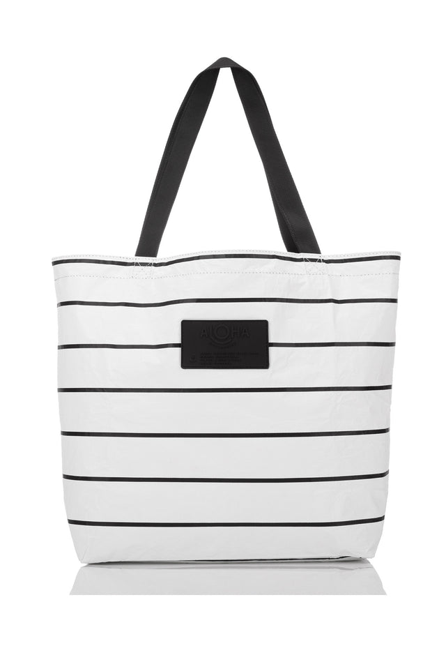 White Pinstripe Splash Proof Day Tripper Tote