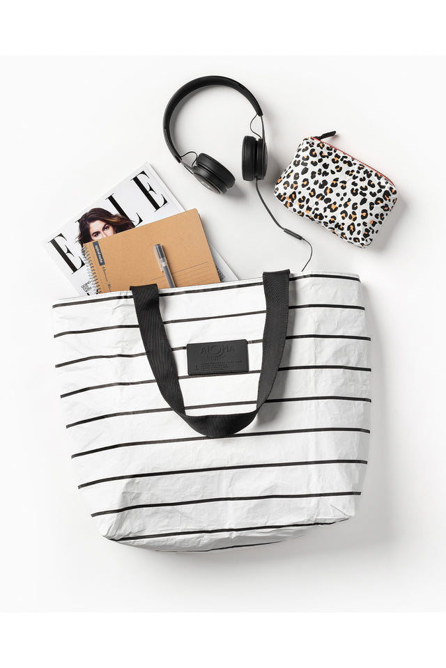 White Pinstripe Splash Proof Day Tripper Tote