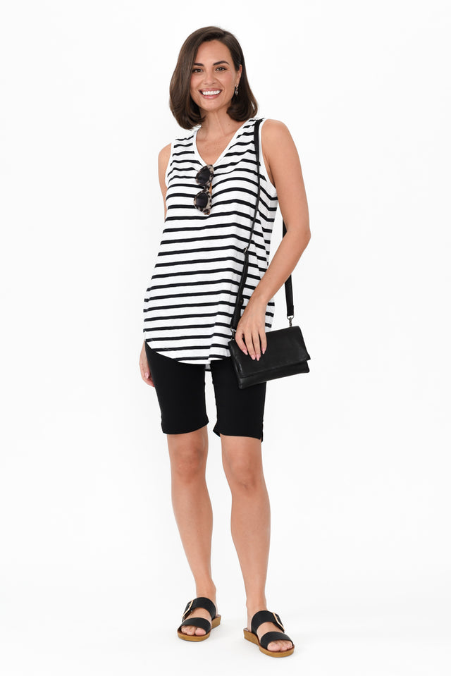 White Stripe Cotton Scoop Tank banner image