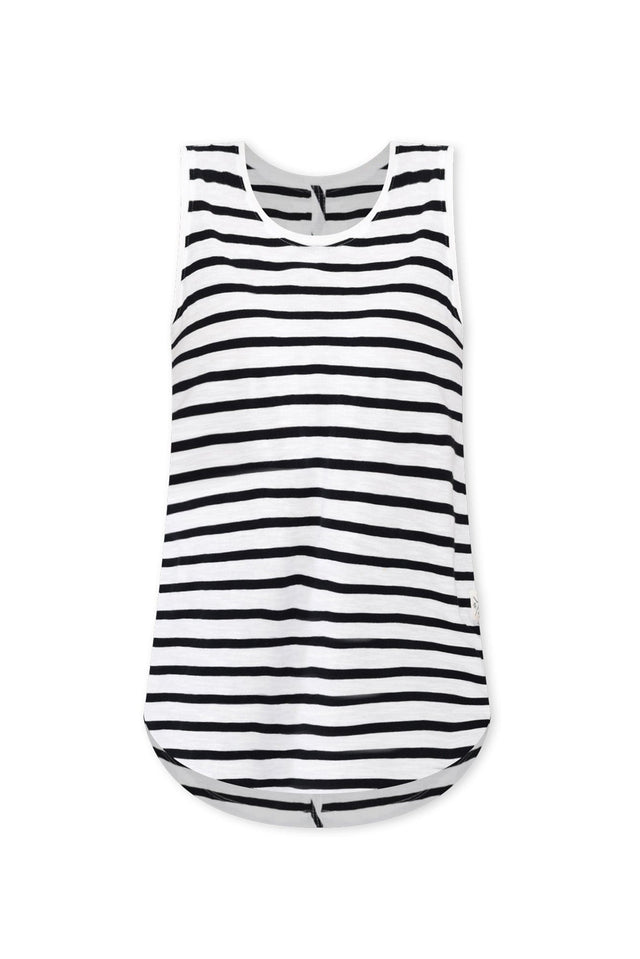 White Stripe Cotton Scoop Tank image 3