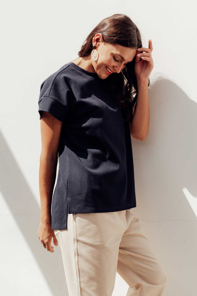 Willa Navy Cotton Tee