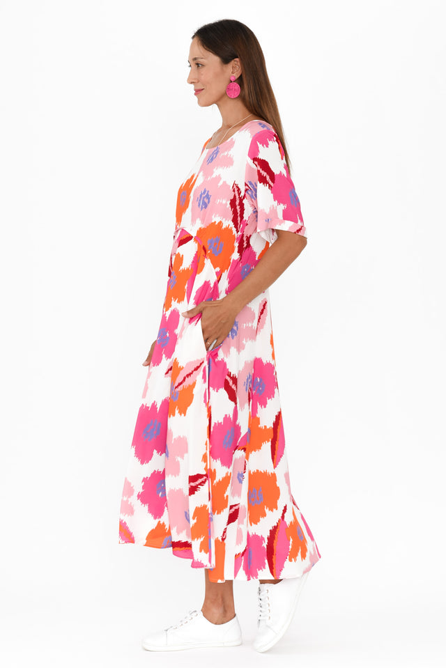 Zaelia Pink Abstract Floral Crescent Dress image 4