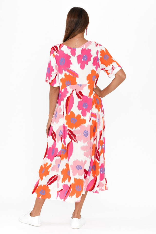 Zaelia Pink Abstract Floral Crescent Dress image 5