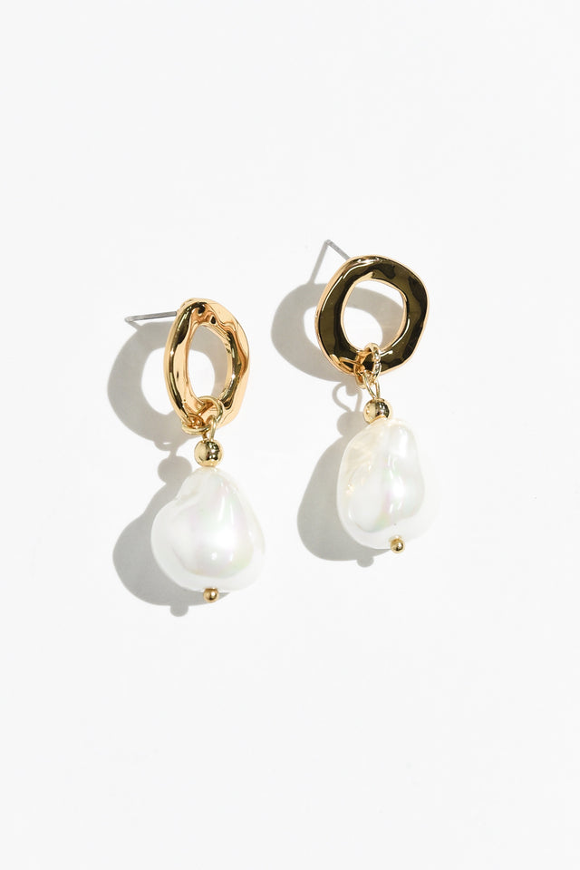 Zania Gold Pearl Drop Earrings