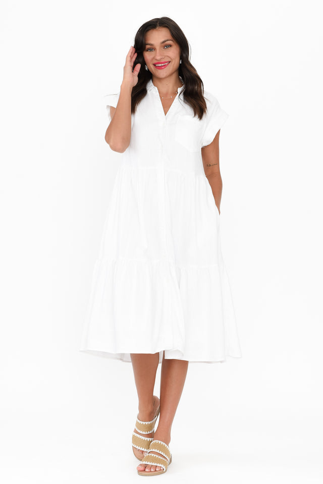 Zurich White Collared Tier Dress banner image