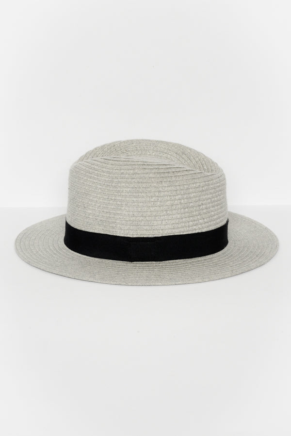 Grey Wide Brim Travel Fedora - Blue Bungalow image 3