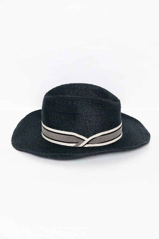 Belmont Navy Raffia Fedora