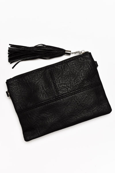 Brynn Black Tassel Crossbody Bag