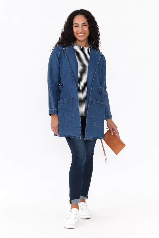 Brynn Blue Denim Tie Coat image 7