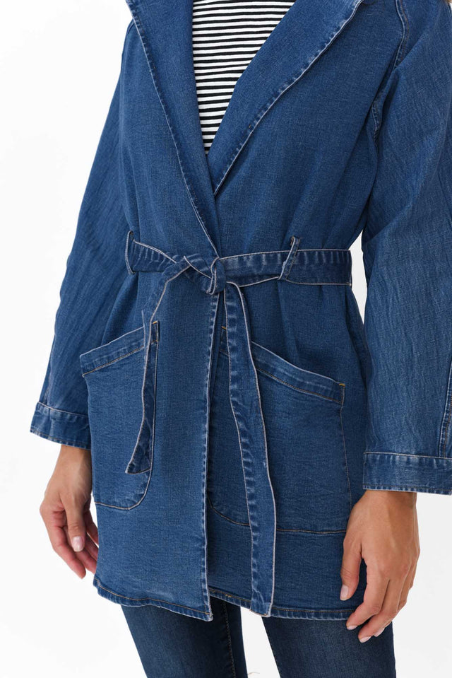 Brynn Blue Denim Tie Coat image 3