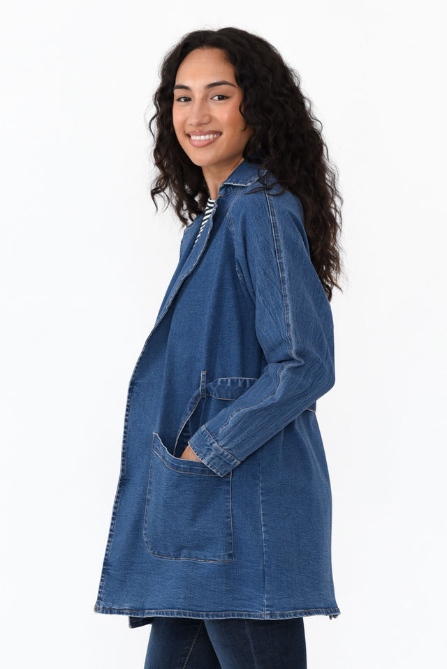 Brynn Blue Denim Tie Coat image 5