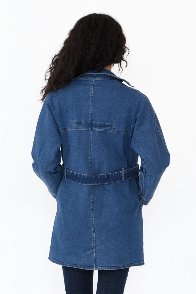 Brynn Blue Denim Tie Coat image 6