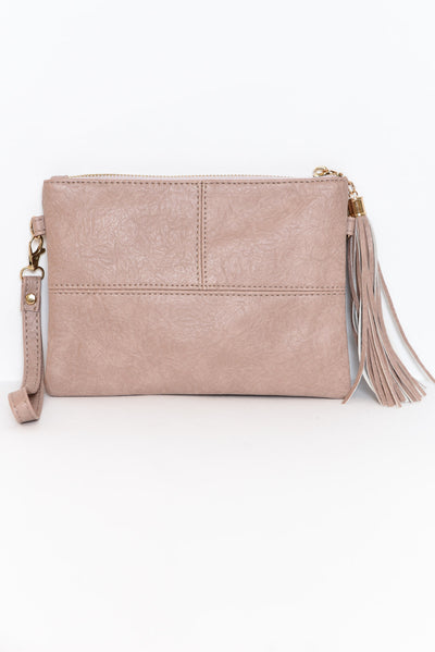 Brynn Blush Tassel Crossbody Bag