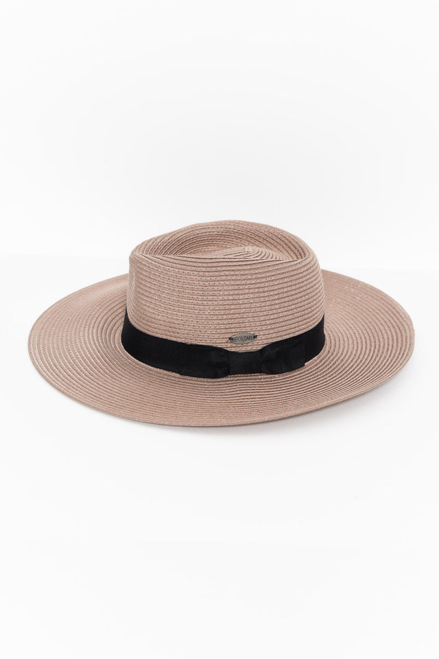 Fiona Taupe Wide Brim Travel Fedora