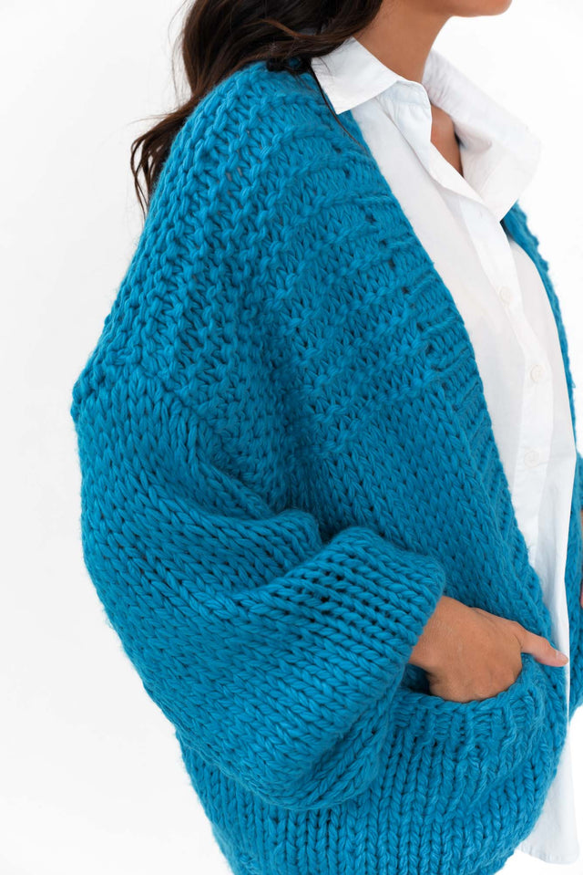 Freddie Blue Knit Pocket Cardigan