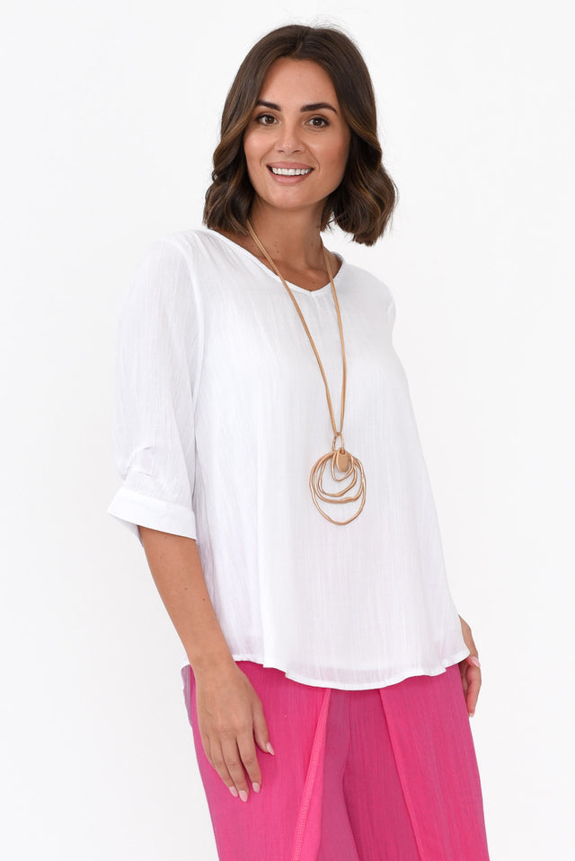 Gomez White Button Top