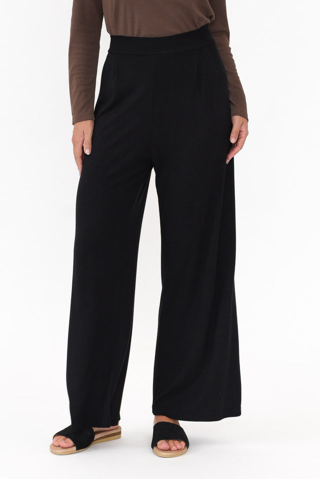 Joplin Black Bamboo Wide Leg Pant    alt text|model:MJ