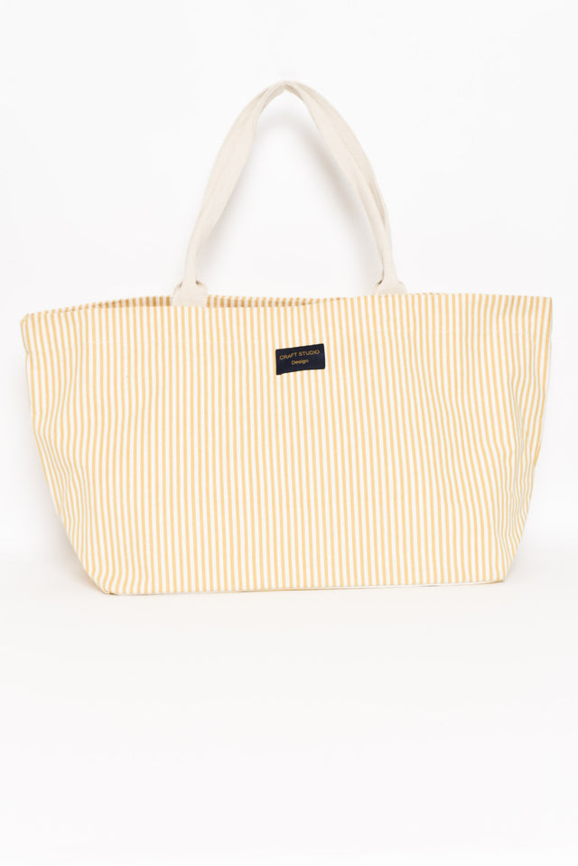 Miami Yellow Stripe Canvas Tote Bag