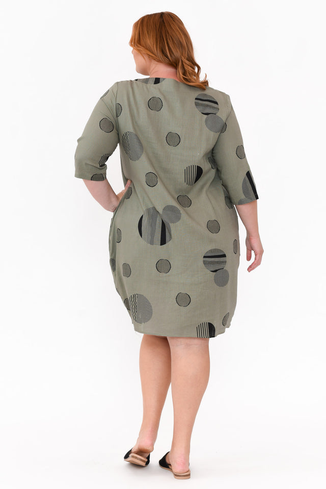 Myley Khaki Spot Linen Cotton Dress image 10