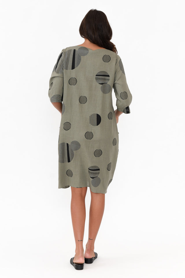 Myley Khaki Spot Linen Cotton Dress image 6