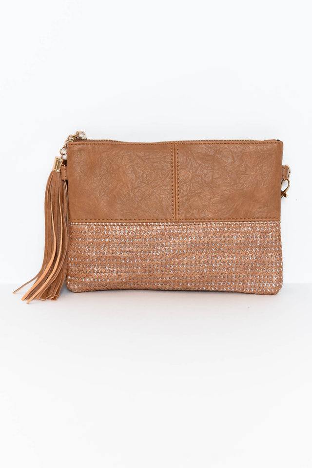 Nala Tan Woven Crossbody Bag