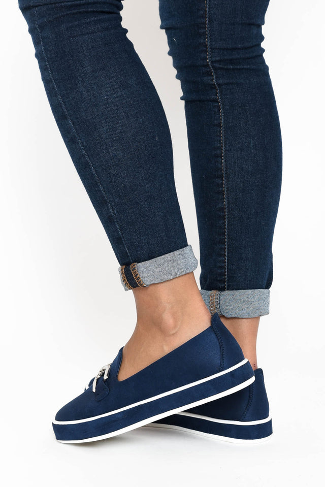 Natyia Navy Faux Suede Platform Loafer image 8