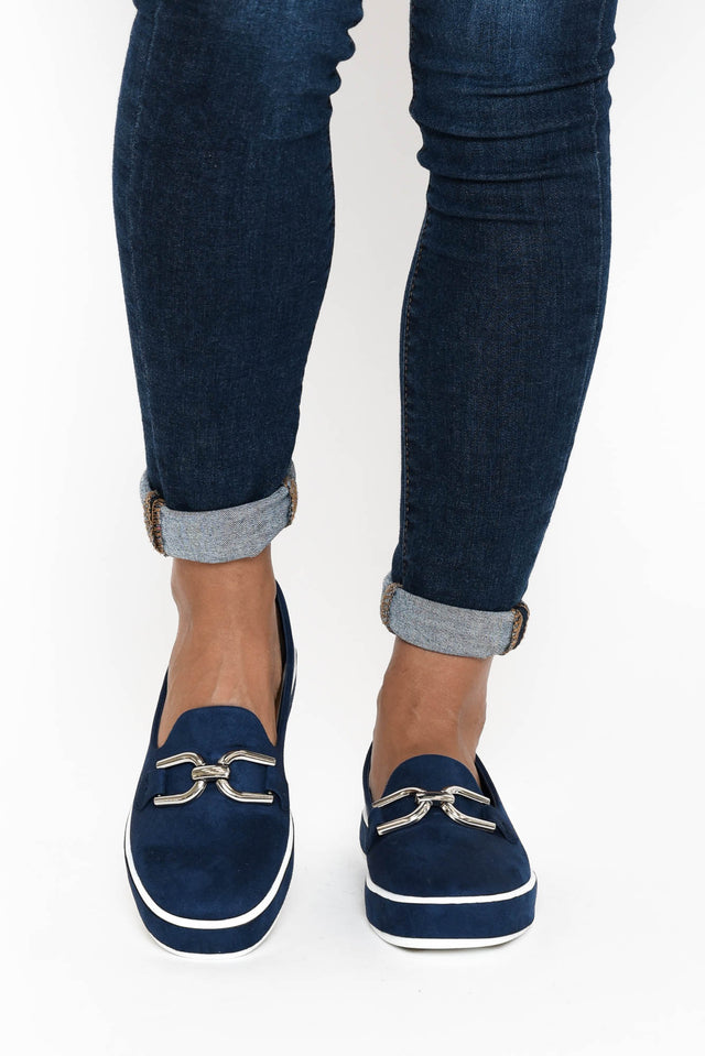 Natyia Navy Faux Suede Platform Loafer image 5