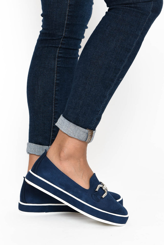 Natyia Navy Faux Suede Platform Loafer image 7