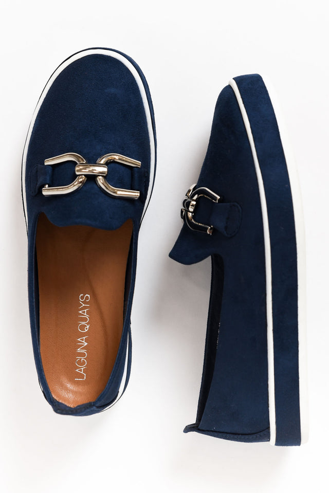 Natyia Navy Faux Suede Platform Loafer image 4