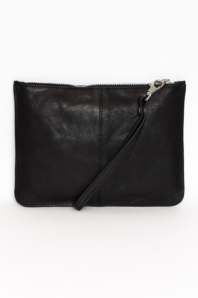 Queens Black Leather Clutch