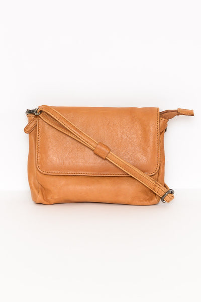 Sara Tan Leather Crossbody Bag