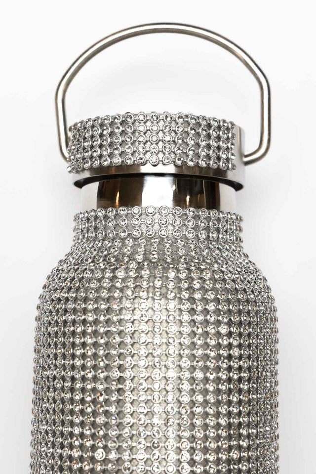 Silver Small Diamante Water Bottle