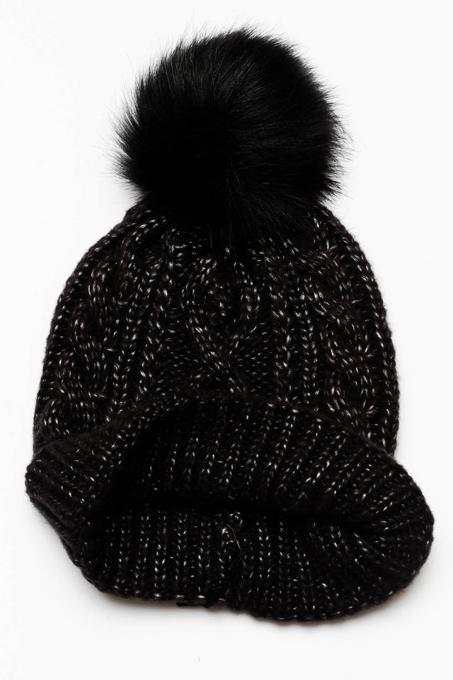 Stormie Black Pom Pom Beanie