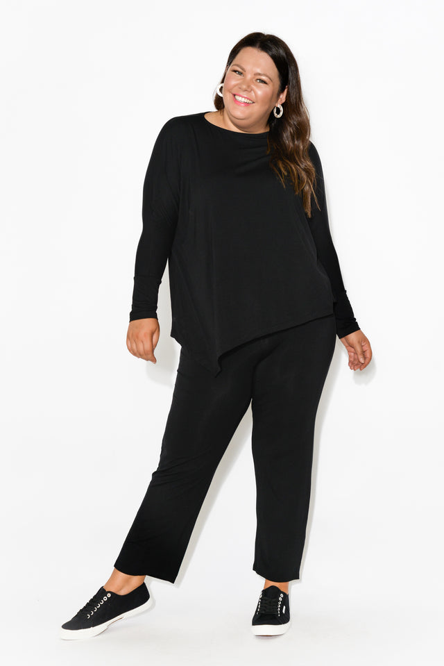 Susie Black Asymmetrical Bamboo Top image 11