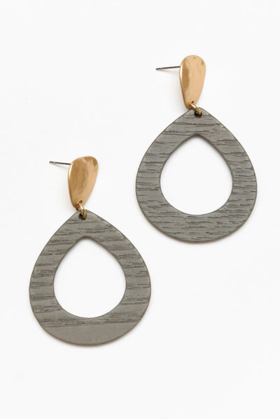 Tinsley Grey Wood Earrings