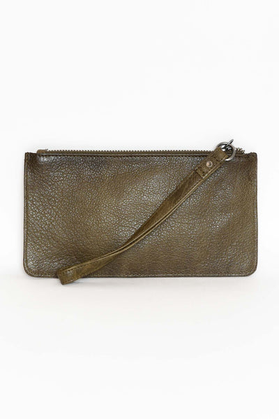 Vaucluse Olive Leather Medium Pouch