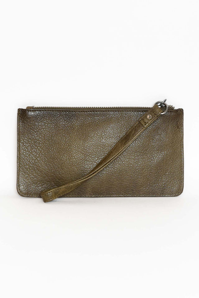 Vaucluse Olive Leather Medium Pouch